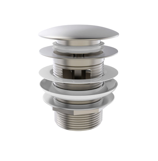 Mushroom Bath Pull Out Popup Waste Overflow Brushed Nickel