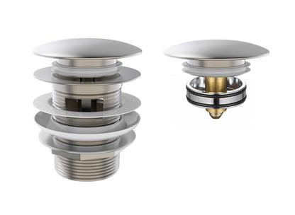 Mushroom Bath Pull Out Popup Waste Overflow Brushed Nickel