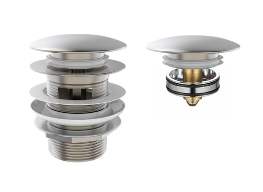 Mushroom Bath Pull Out Popup Waste Overflow Brushed Nickel
