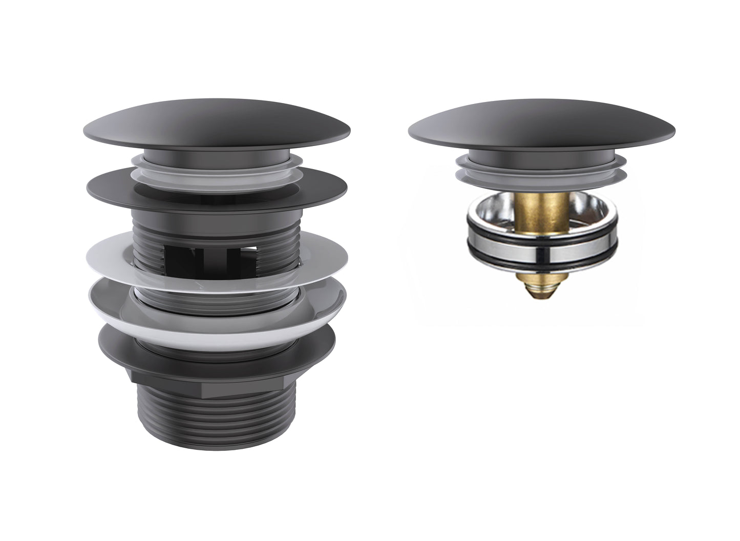 Mushroom Bath Pull Out Popup Waste Overflow Gun Metal
