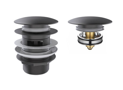 Mushroom Bath Pull Out Popup Waste Overflow Gun Metal