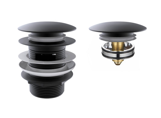 Mushroom Bath Pull Out Popup Waste Overflow Matte Black