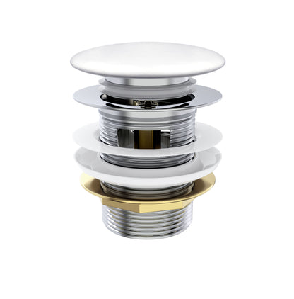 Mushroom Bath Pull Out Popup Waste Overflow Matte White