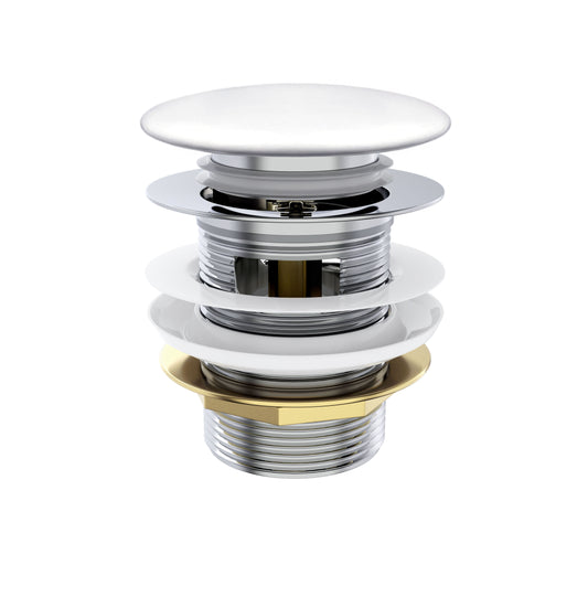 Mushroom Bath Pull Out Popup Waste Overflow Matte White