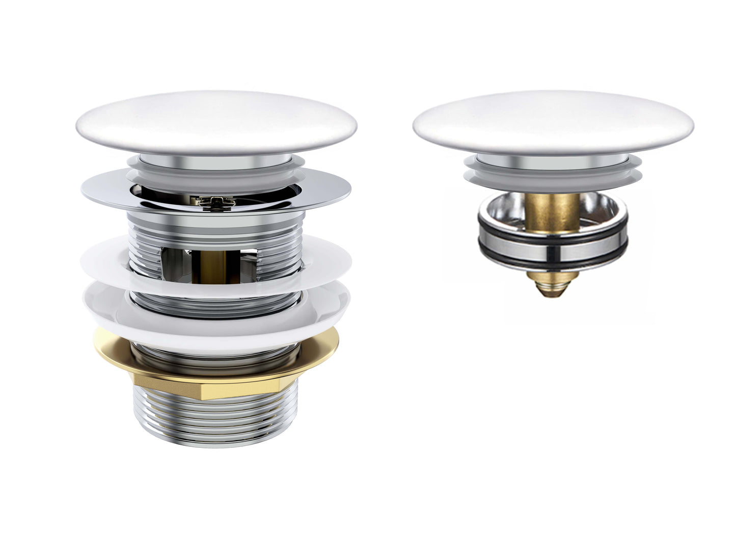 Mushroom Bath Pull Out Popup Waste Overflow Matte White