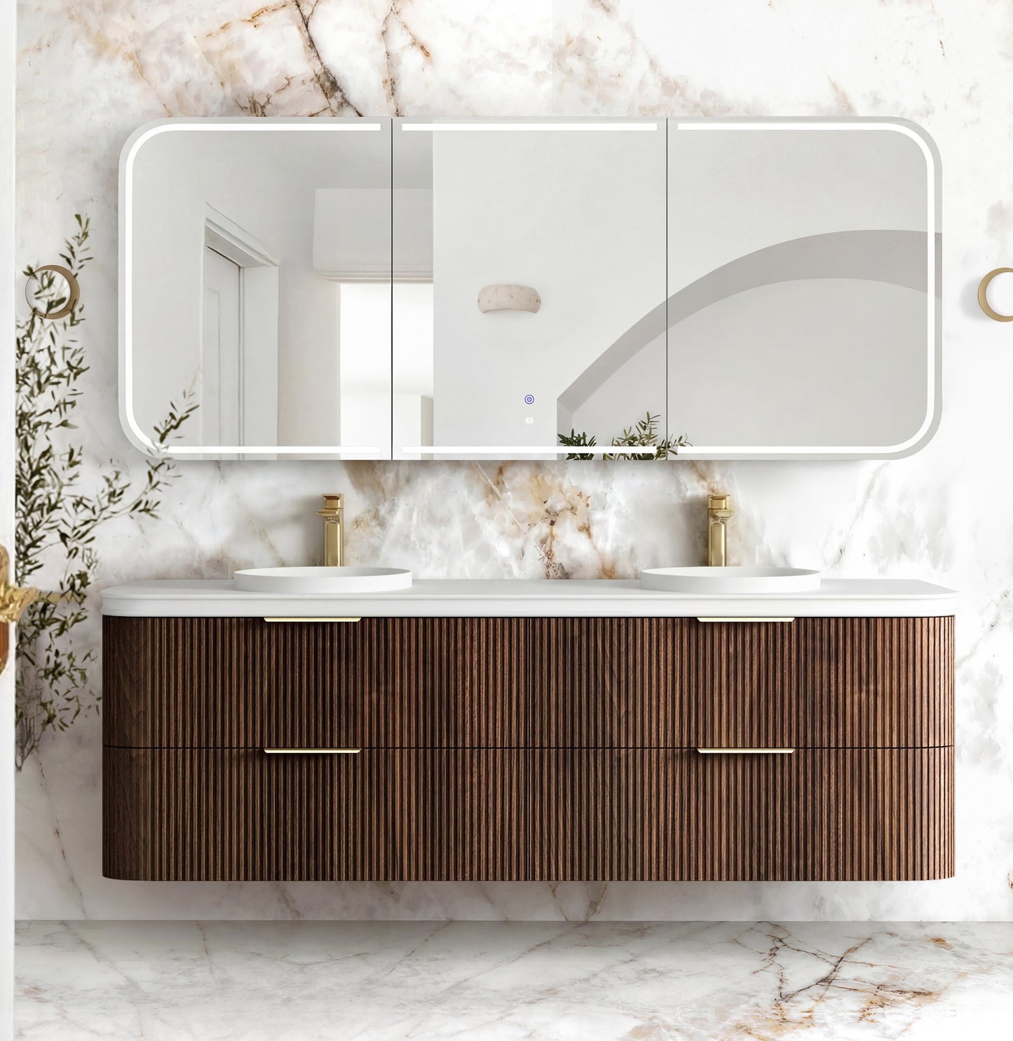 Havana 1800mm Sable Walnut Fluted Cabinet