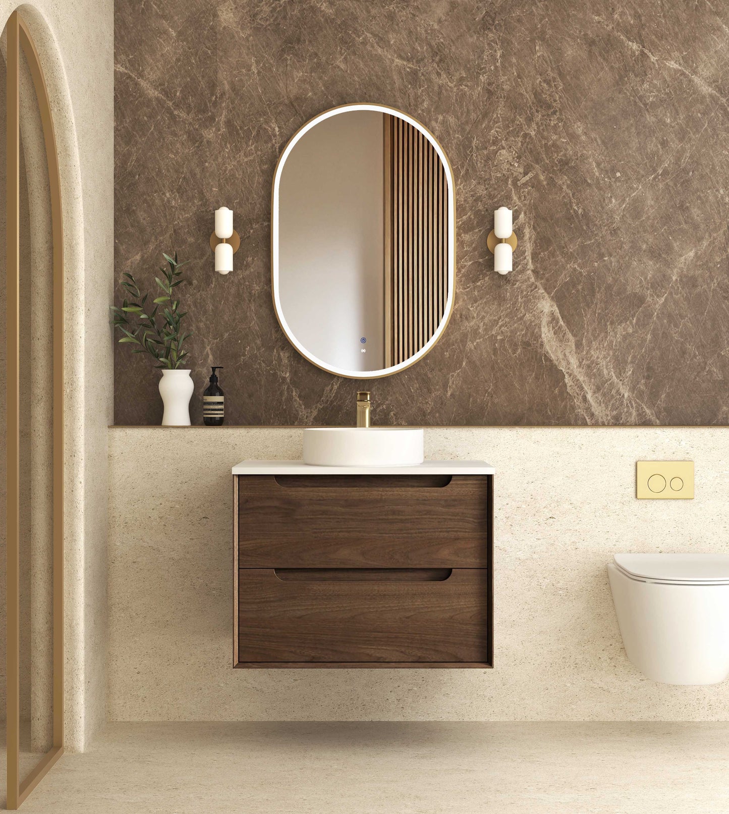 Byron 750mm Sable Walnut Wall Hung Cabinet