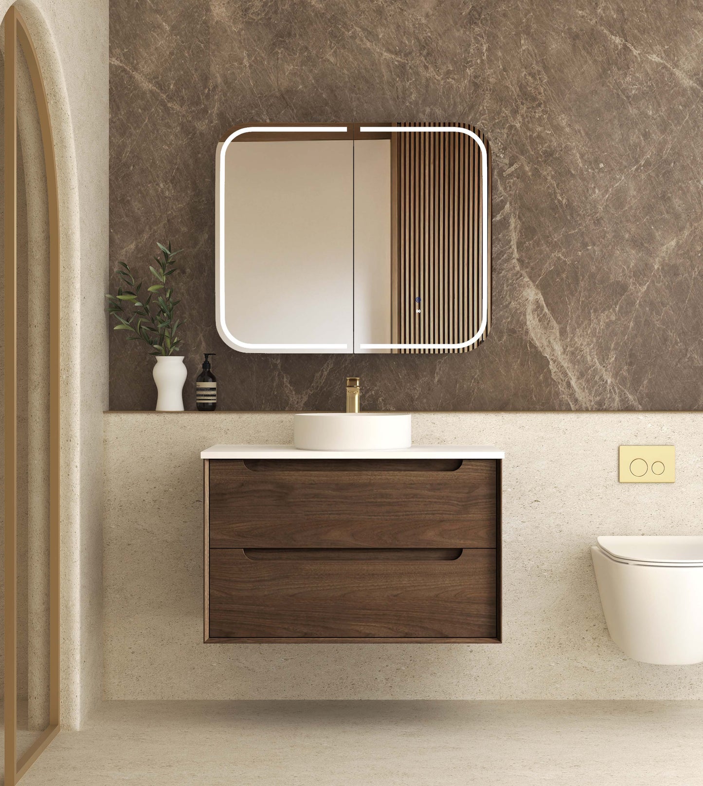 Byron 900mm Sable Walnut Wall Hung Cabinet