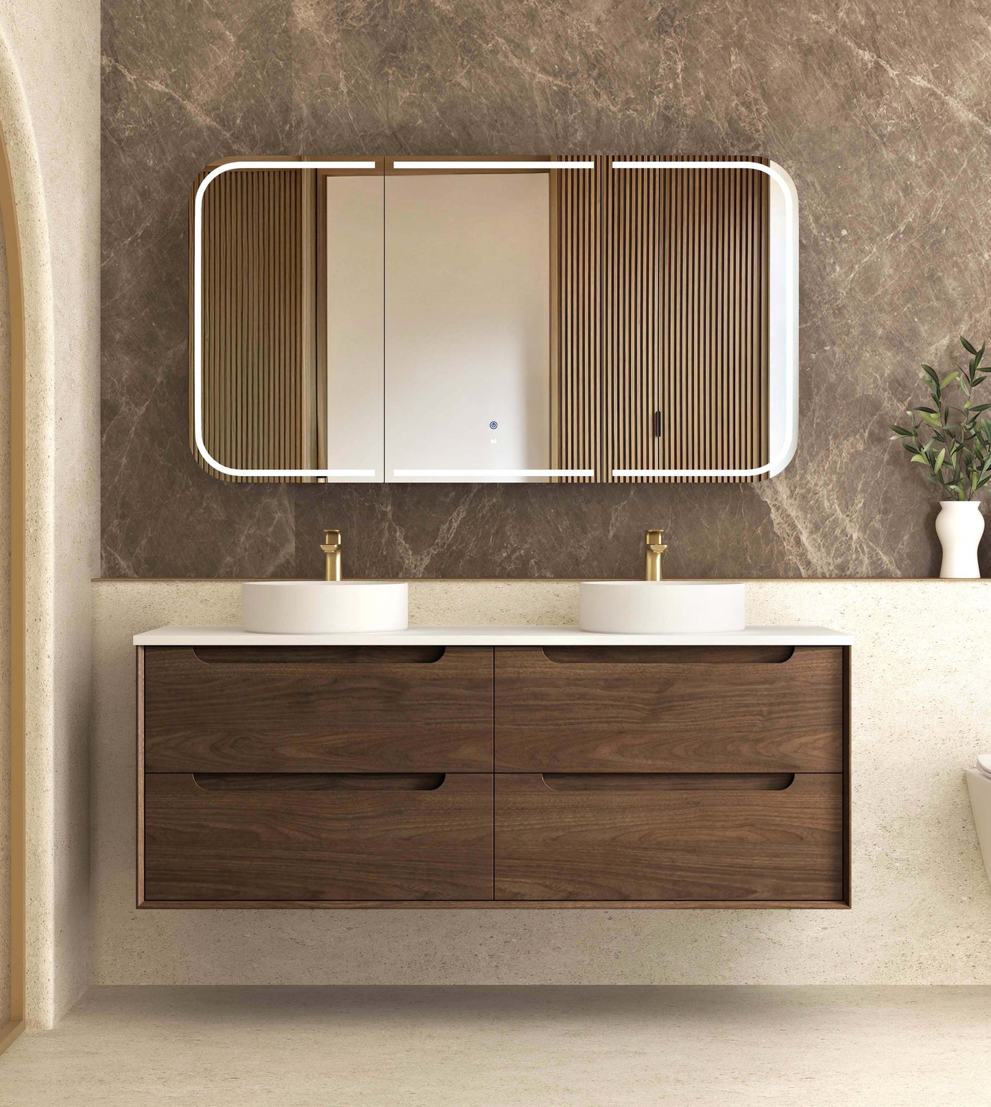 Byron 1500mm Sable Walnut Wall Hung Cabinet