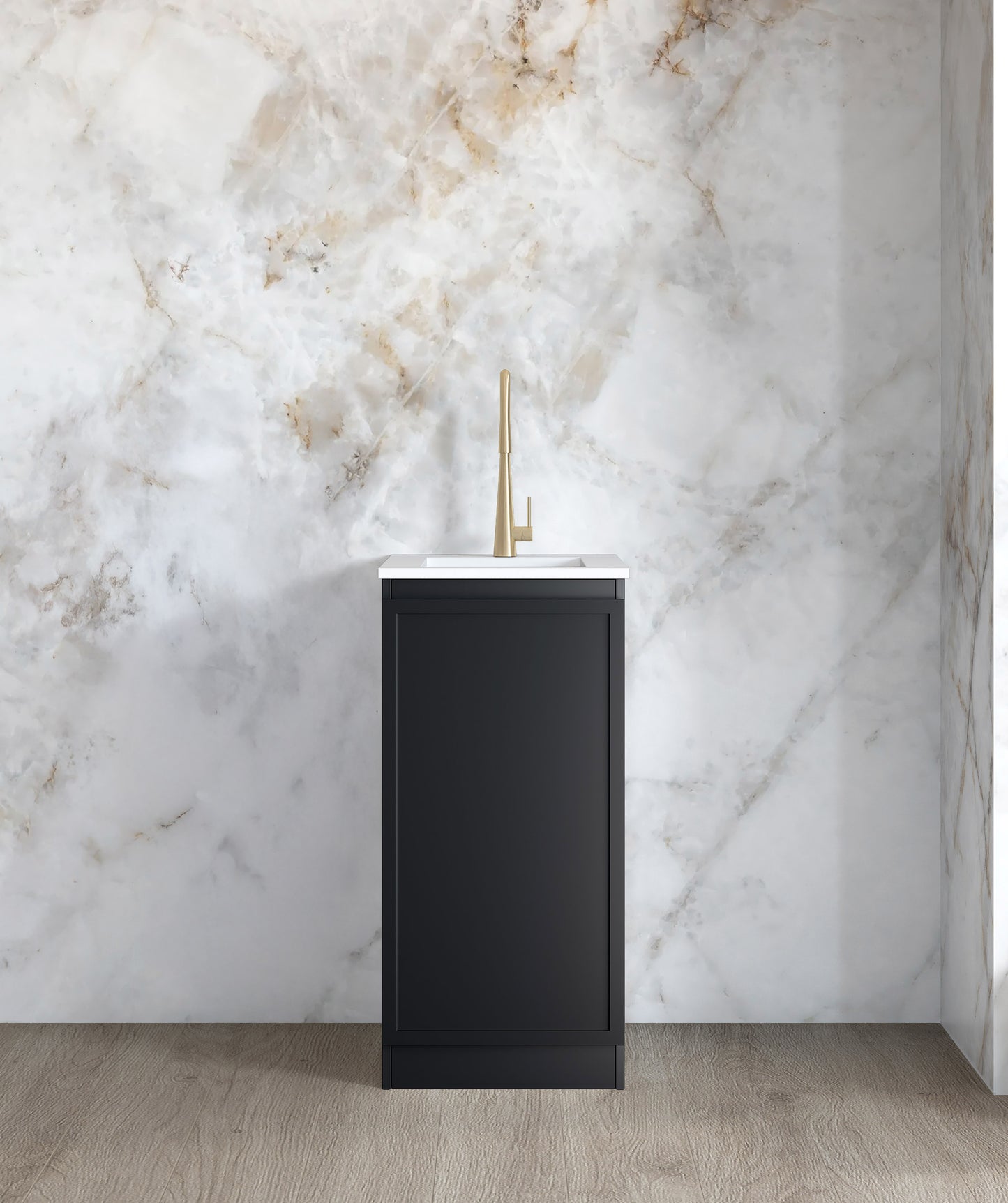 Mini Laundry 430mm Hampshire Matte Black with Pure White Top