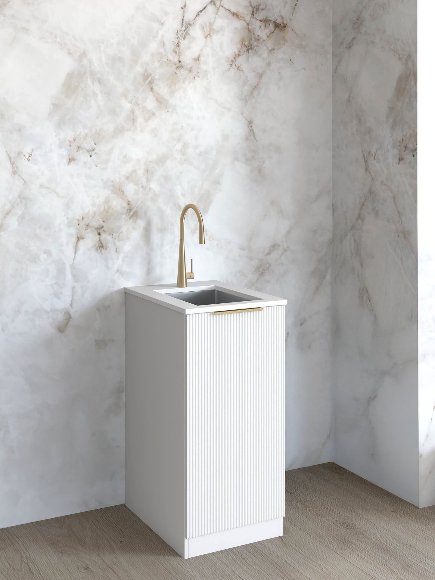 Mini Laundry 430mm Bondi White with Pure White Top
