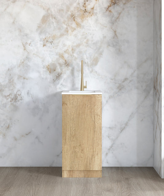 Mini Laundry 430mm Byron/Bondi Natural Oak with Pure White Top