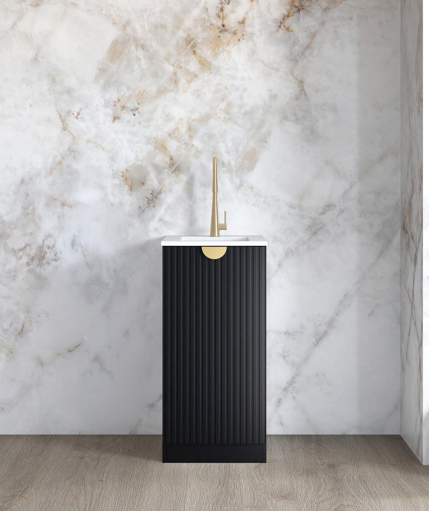 Mini Laundry 430mm Marlo Black with Pure White Top