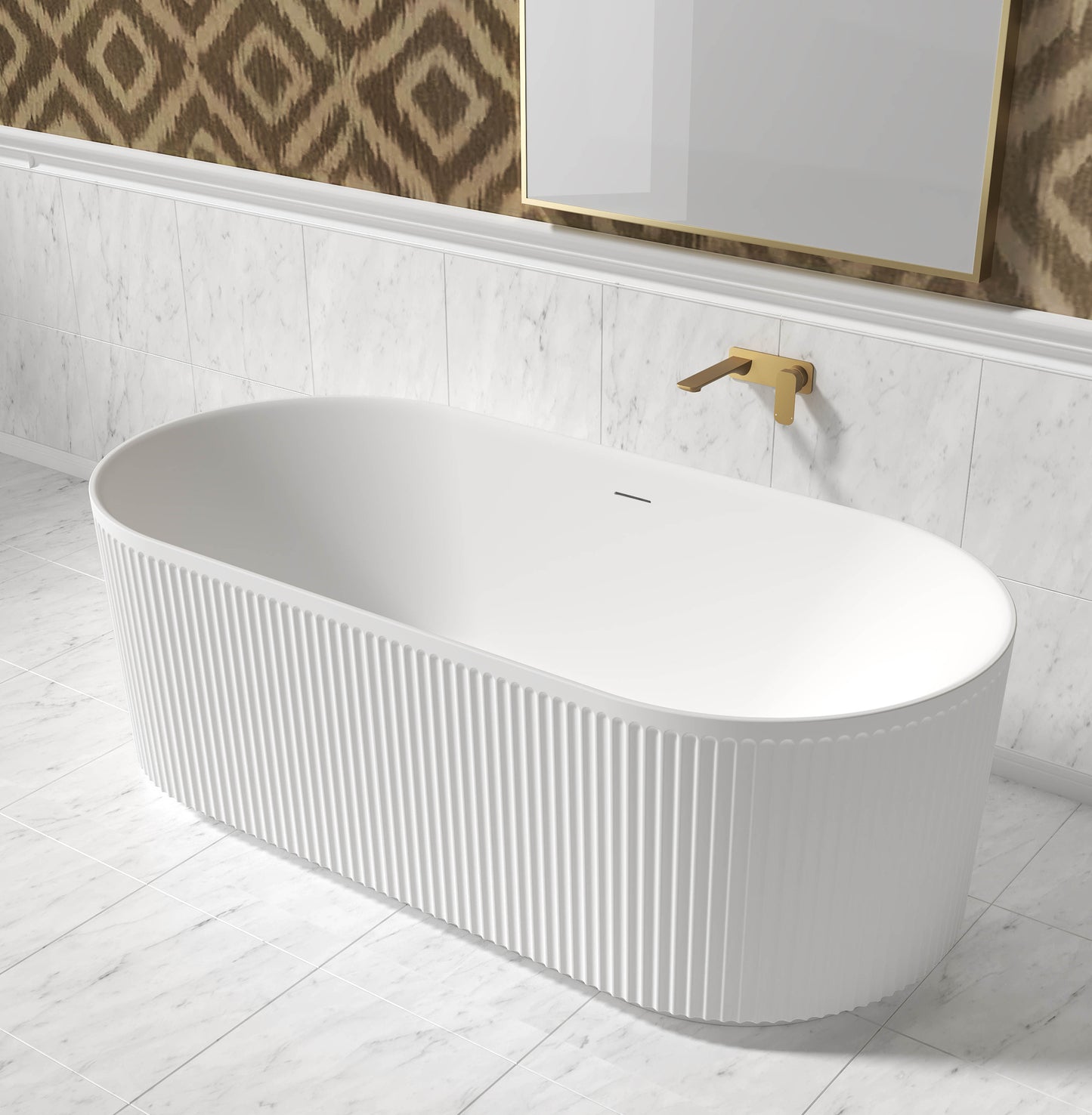Attica Havana 1500 Matte White Freestanding Bath with Overflow