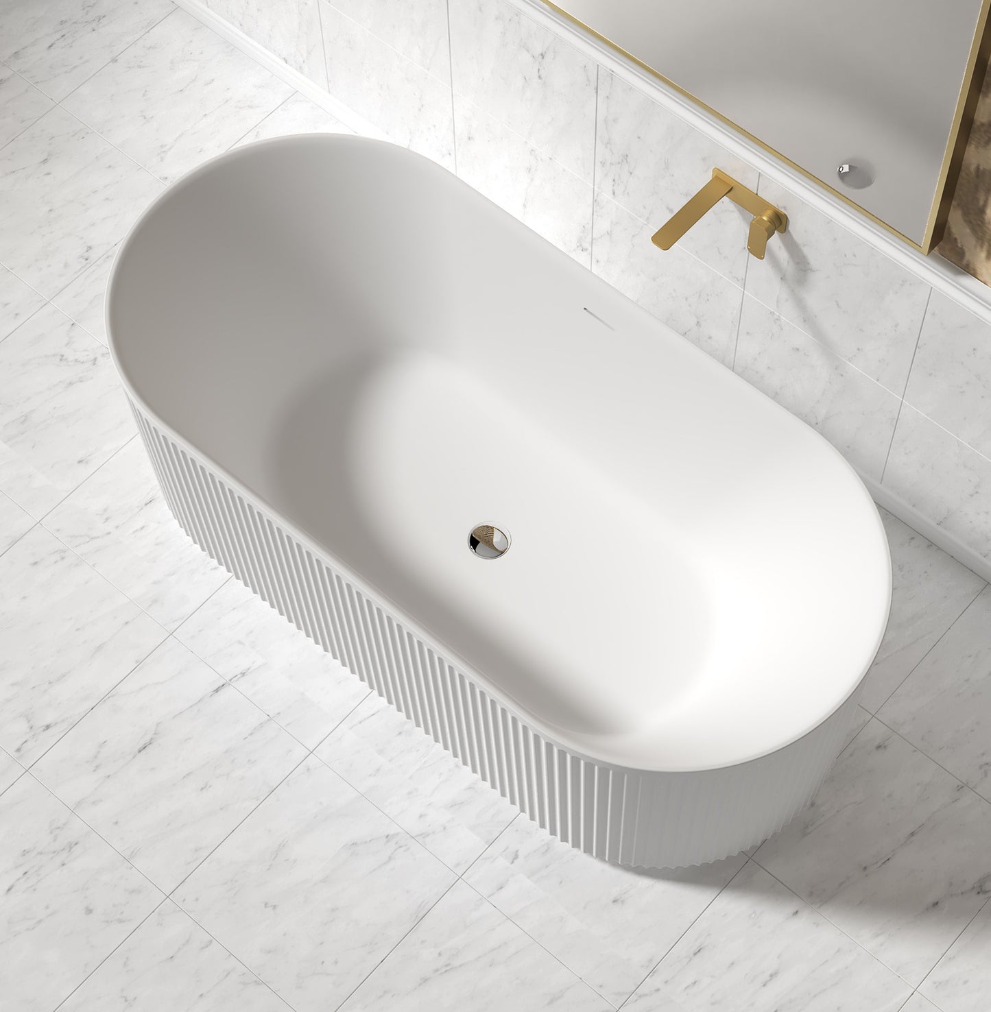 Attica Havana 1500 Matte White Freestanding Bath with Overflow