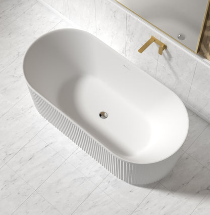 Attica Havana 1500 Matte White Freestanding Bath with Overflow