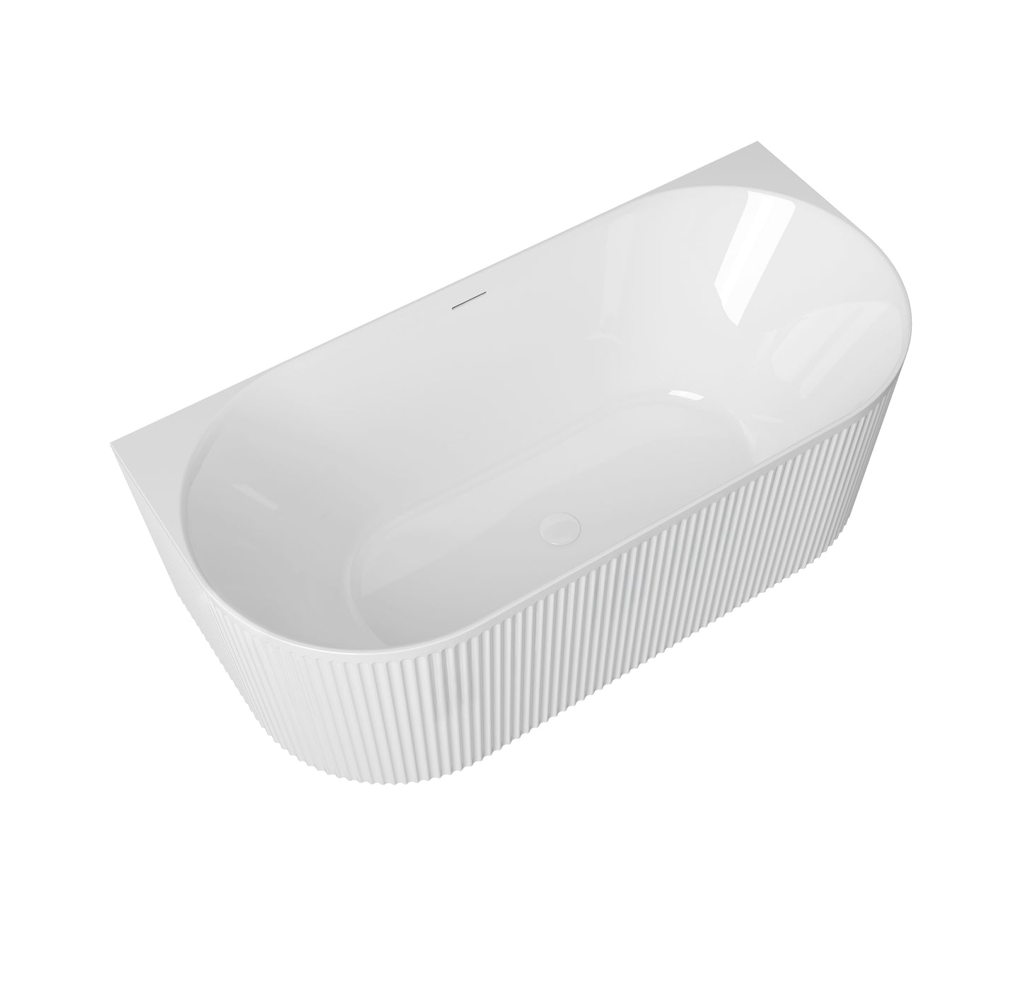 Attica Havana 1500 Gloss White Back To Wall Bath with Overflow