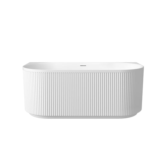 Attica Havana 1500 Matte White Back To Wall Bath with Overflow