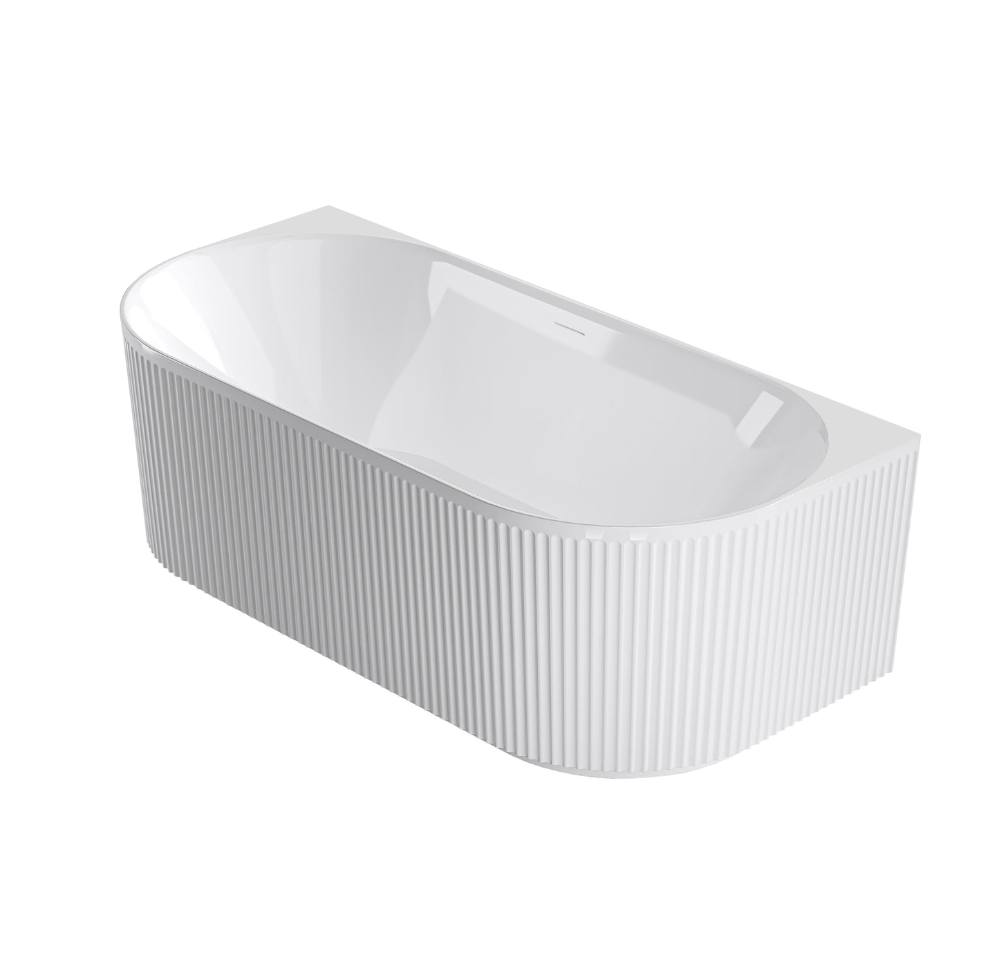 Attica Havana 1700 Gloss White Back To Wall Bath with Overflow
