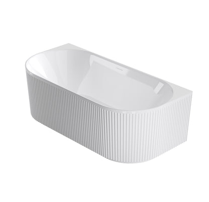 Attica Havana 1700 Gloss White Back To Wall Bath with Overflow