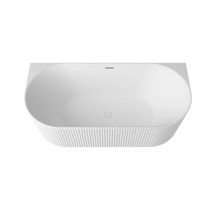 Attica Havana 1700 Matte White Back To Wall Bath with Overflow