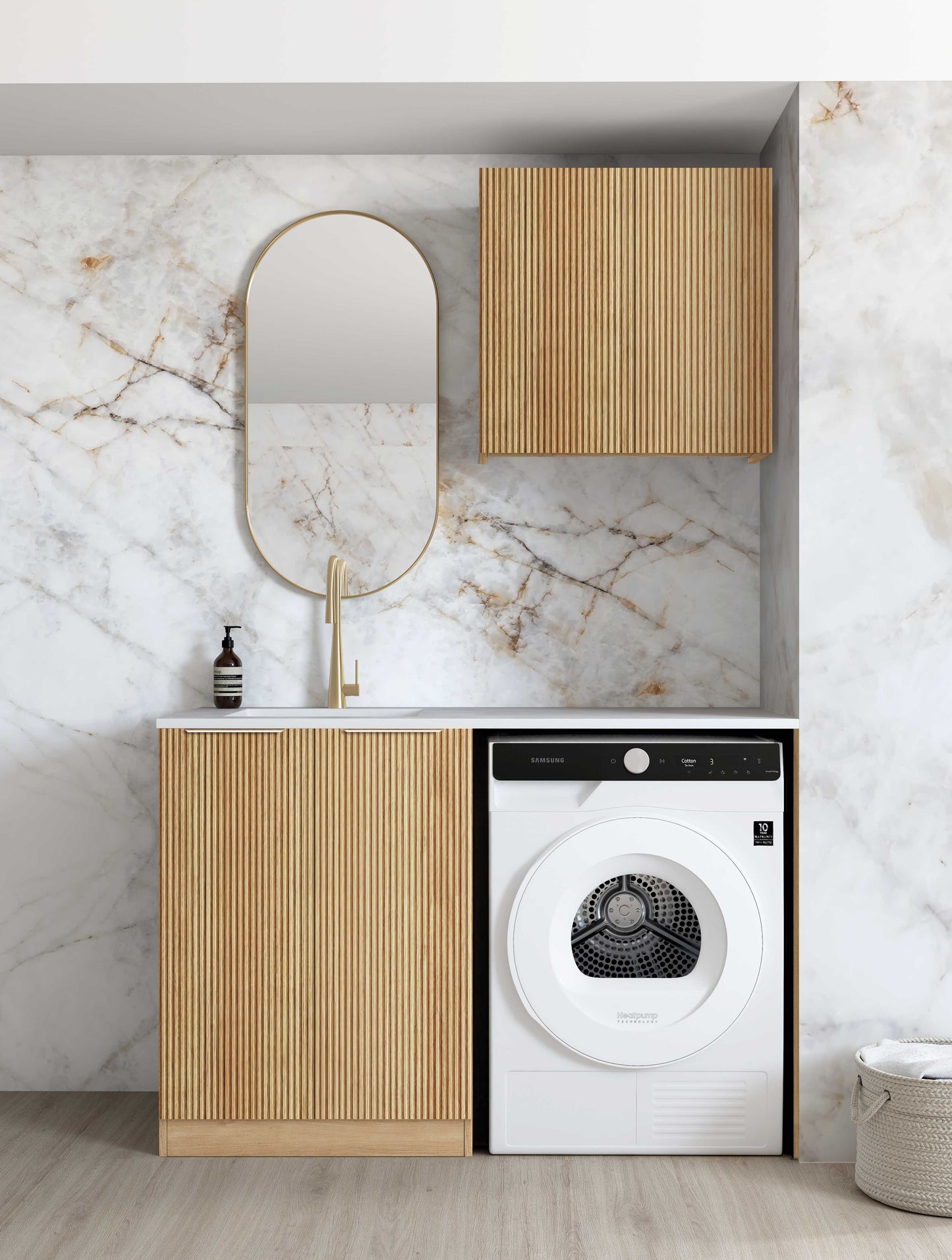 Laundry Kit 1305A Havana Woodland Oak with Cloudy Carrara Top