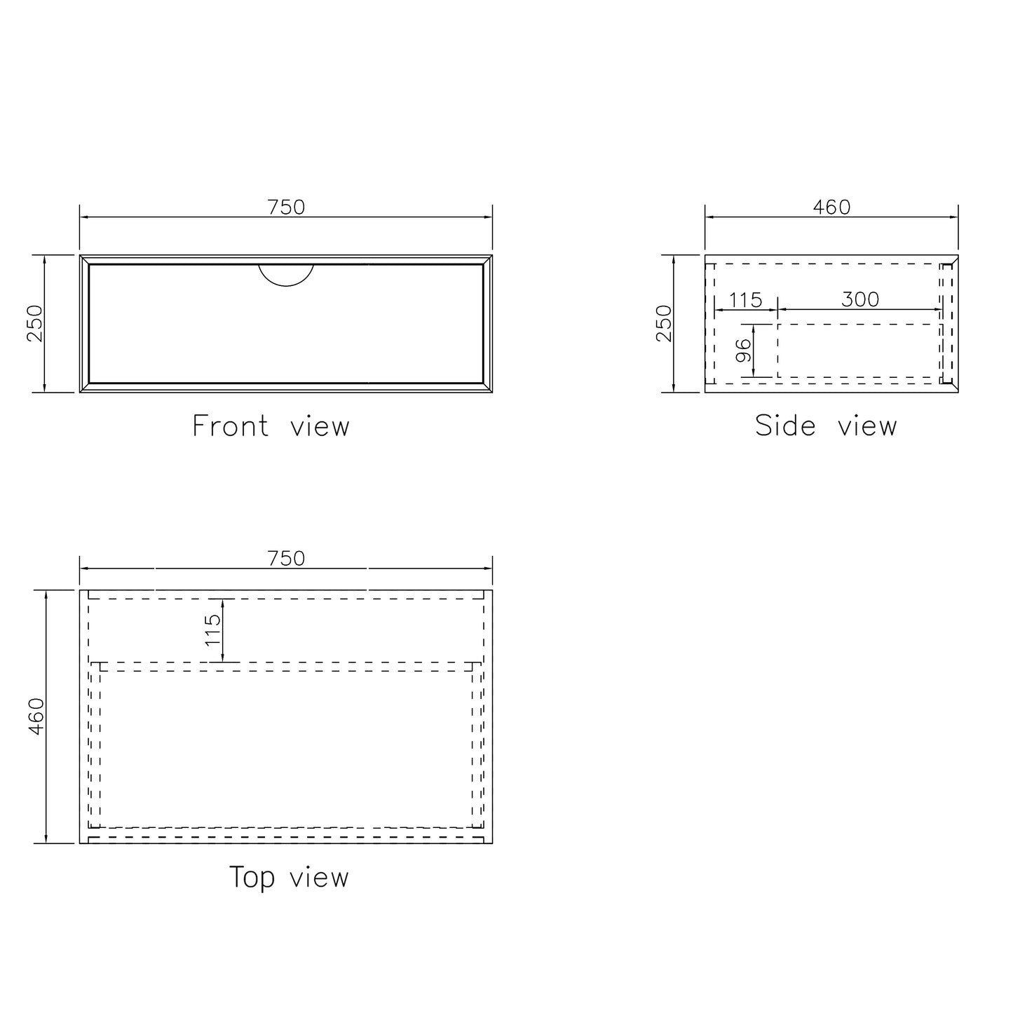 Moonlight 750mm White Wall Hung Cabinet