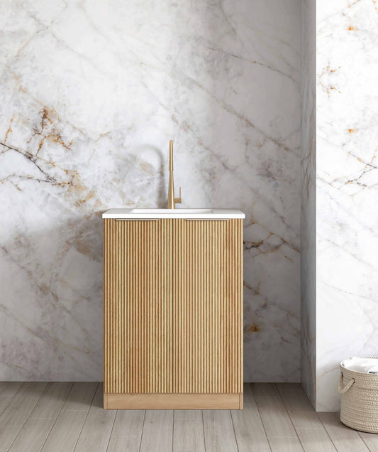 Mini Laundry 650mm Havana Woodland Oak with Cloudy Carrara Top