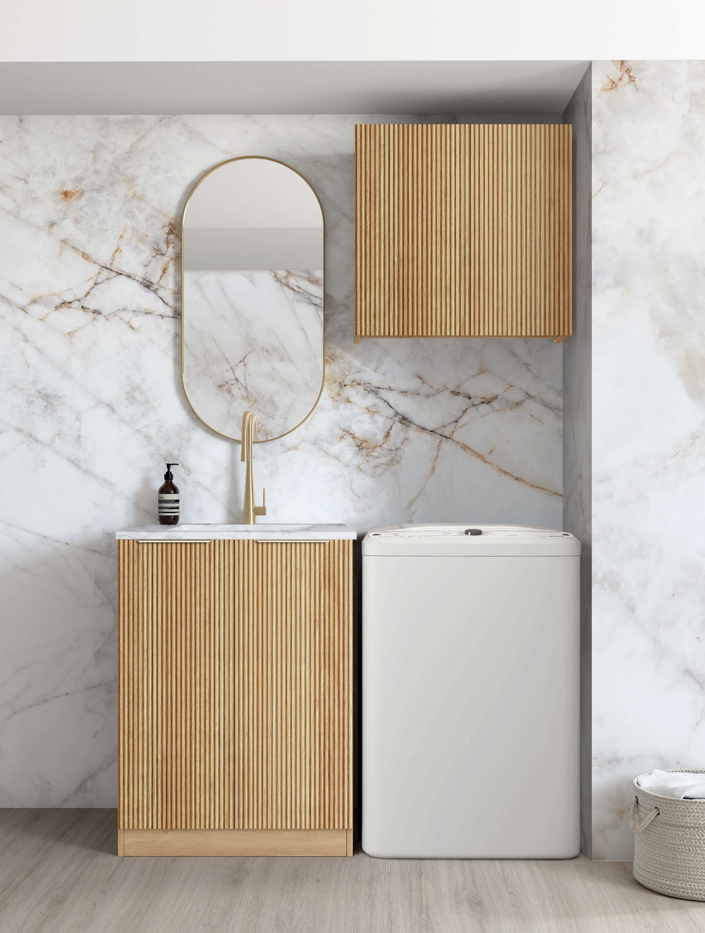 Wall and Base Cabinets Kit 650 Havana Woodland Oak with Cloudy Carrara Top