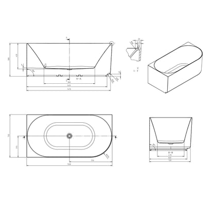 Attica Celine 1500 Gloss White Left Corner Bath with Overflow
