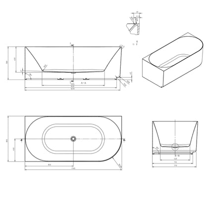 Attica Celine 1700 Gloss White Left Corner Bath with Overflow