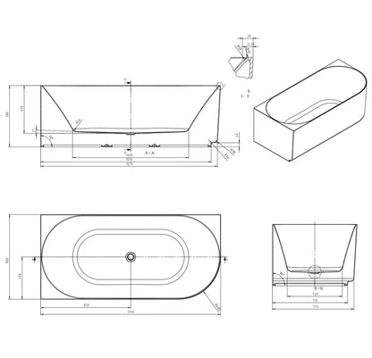 Attica Celine 1700 Matte White Left Corner Bath with Overflow