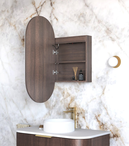 LED Noosa 900x450 Sable Walnut Shaving Cabinet - Premium Edition