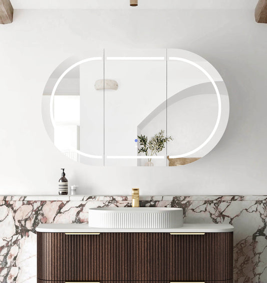 LED Bondi 1200x750 Sable Walnut Shaving Cabinet - Premium Edition