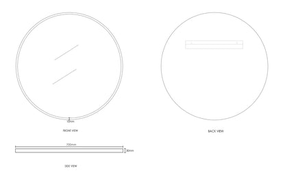 London 700mm Black Metal Frame Mirror