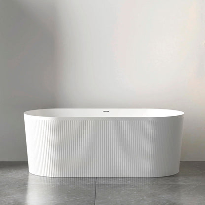 Attica Noosa 1500x750x580 Gloss White Freestanding Bath with Overflow
