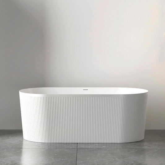 Attica Noosa 1500x750x580 Gloss White Freestanding Bath with Overflow