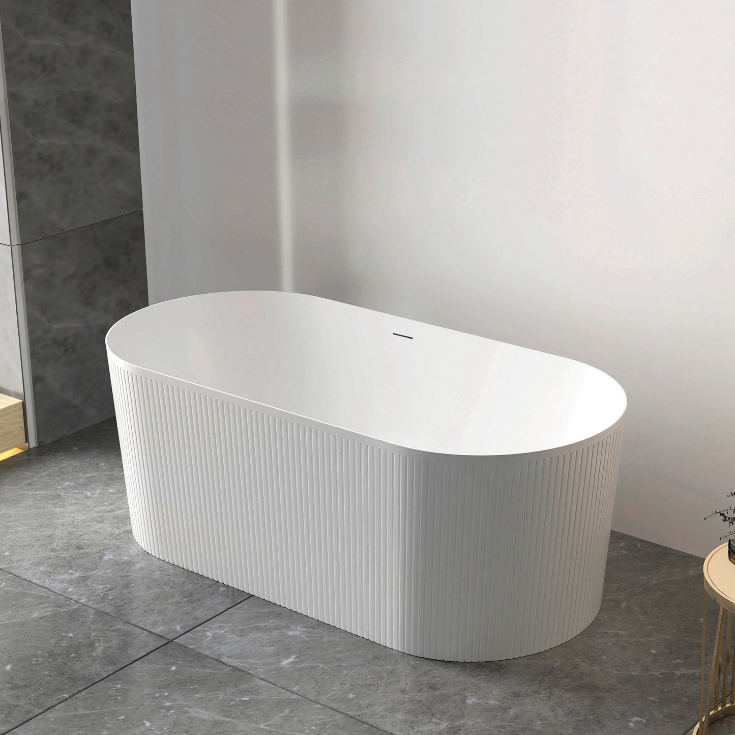 Attica Noosa 1500x750x580 Gloss White Freestanding Bath with Overflow