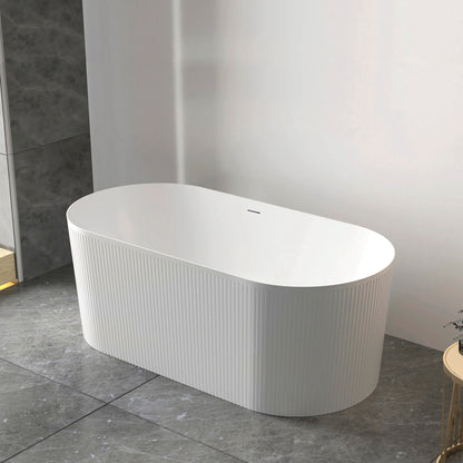 Attica Noosa 1500x750x580 Gloss White Freestanding Bath with Overflow
