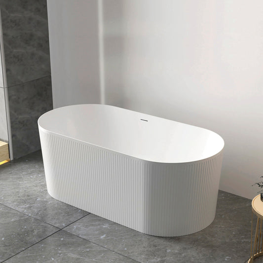 Attica Noosa 1500x750x580 Gloss White Freestanding Bath with Overflow