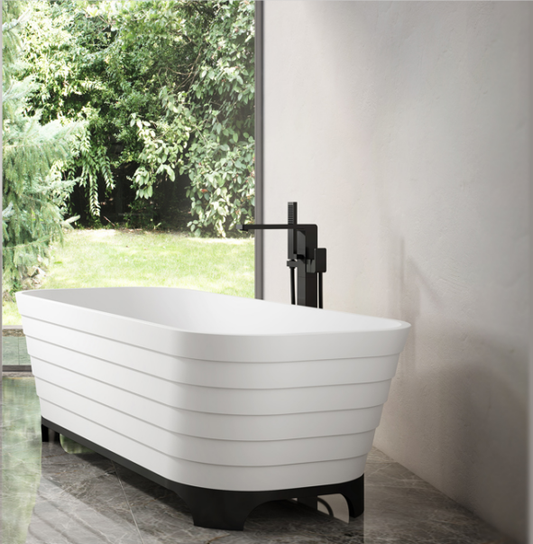 Artificial Stone Freestanding   Bathtub - Matt White - 1800mm