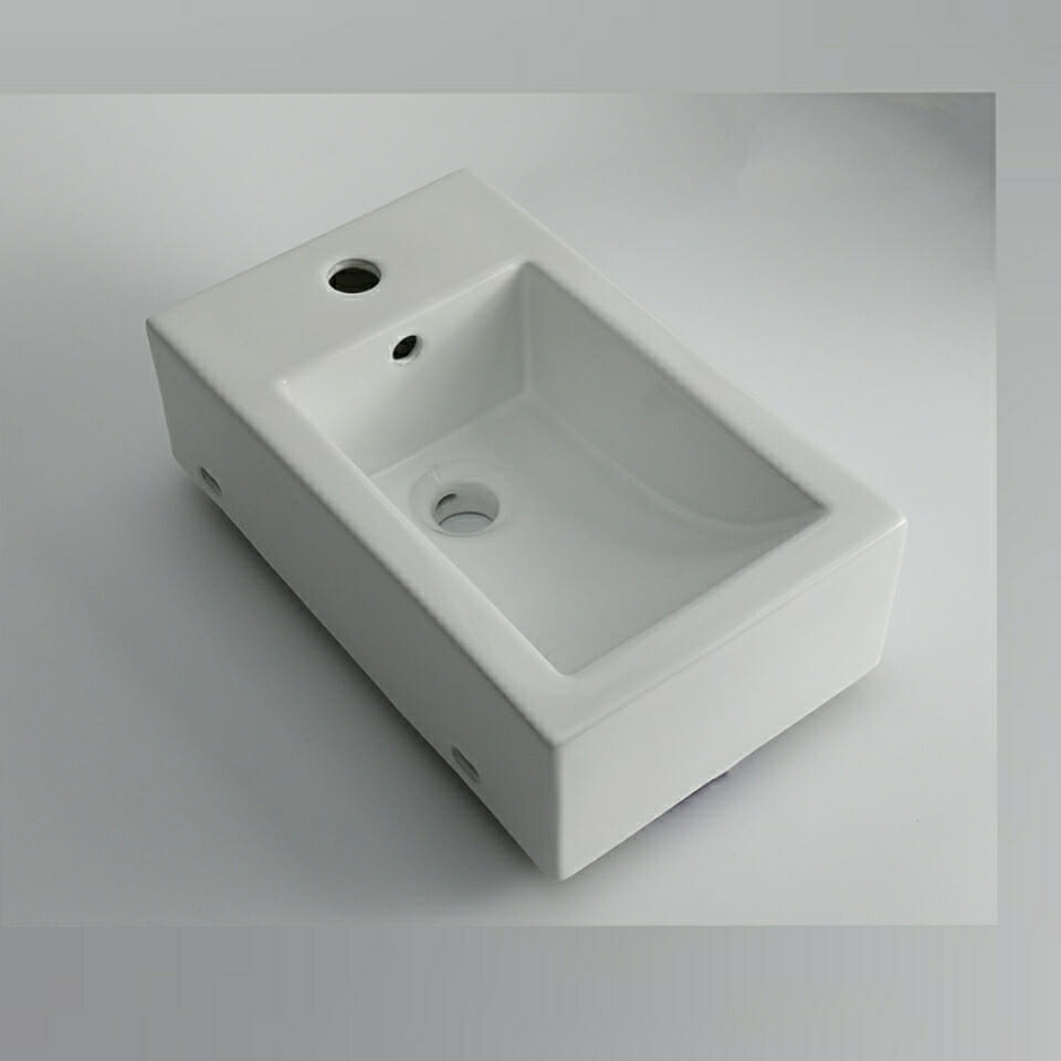 Fine ceramic Gloss White Above   Counter/Wall-hung CLA Basin  -  460x280x170mm