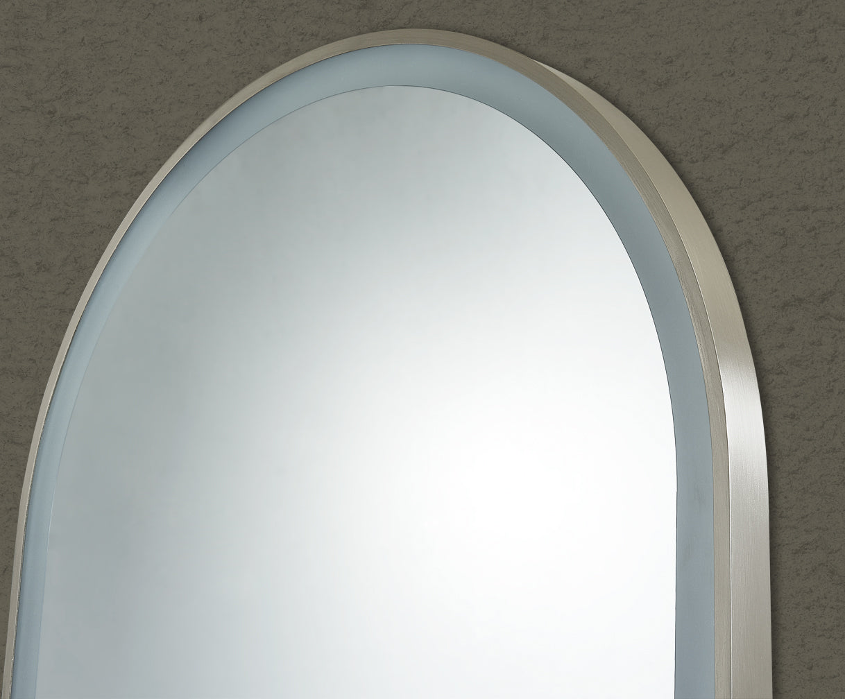 600mm Aura Iron Framed LED Mirror - Brushed Nickel
