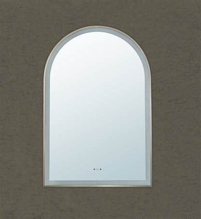 600mm Aura Iron Framed LED Mirror - Brushed Nickel