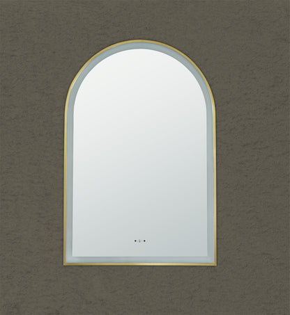 600mm Aura Iron Framed LED Mirror - Brushed Gold