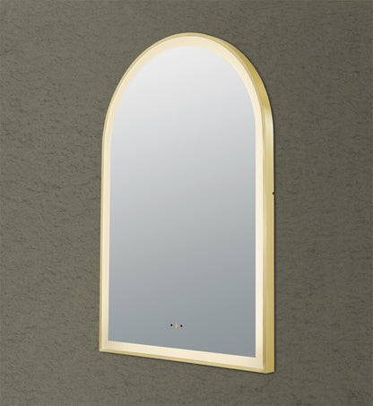 600mm Aura Iron Framed LED Mirror - Brushed Gold