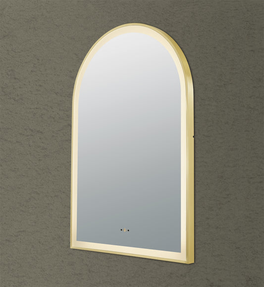 600mm Aura Iron Framed LED Mirror - Brushed Gold