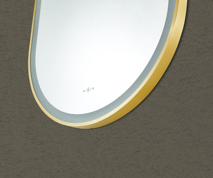 450mm Olivia Iron Framed LED Mirror - Brushed Gold