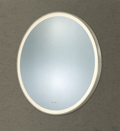 800mm Luna Iron Framed LED Mirror - Brushed Nickel