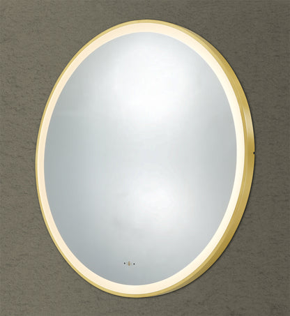 600mm Luna Iron Framed LED Mirror - Brushed Gold